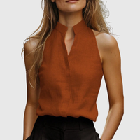 Casual Mock Neck Sleeveless Blouse