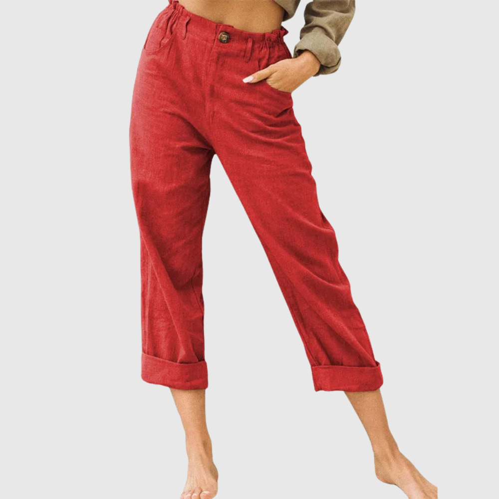 Elastic Waist Cropped Summer Pants
