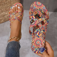Bohemian Print Flat Roman Sandals