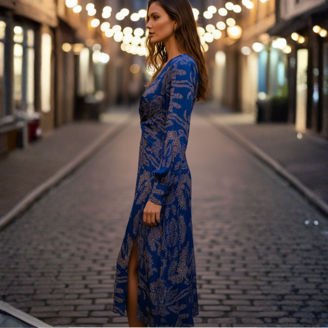 Elegant Vneck Midi Dress