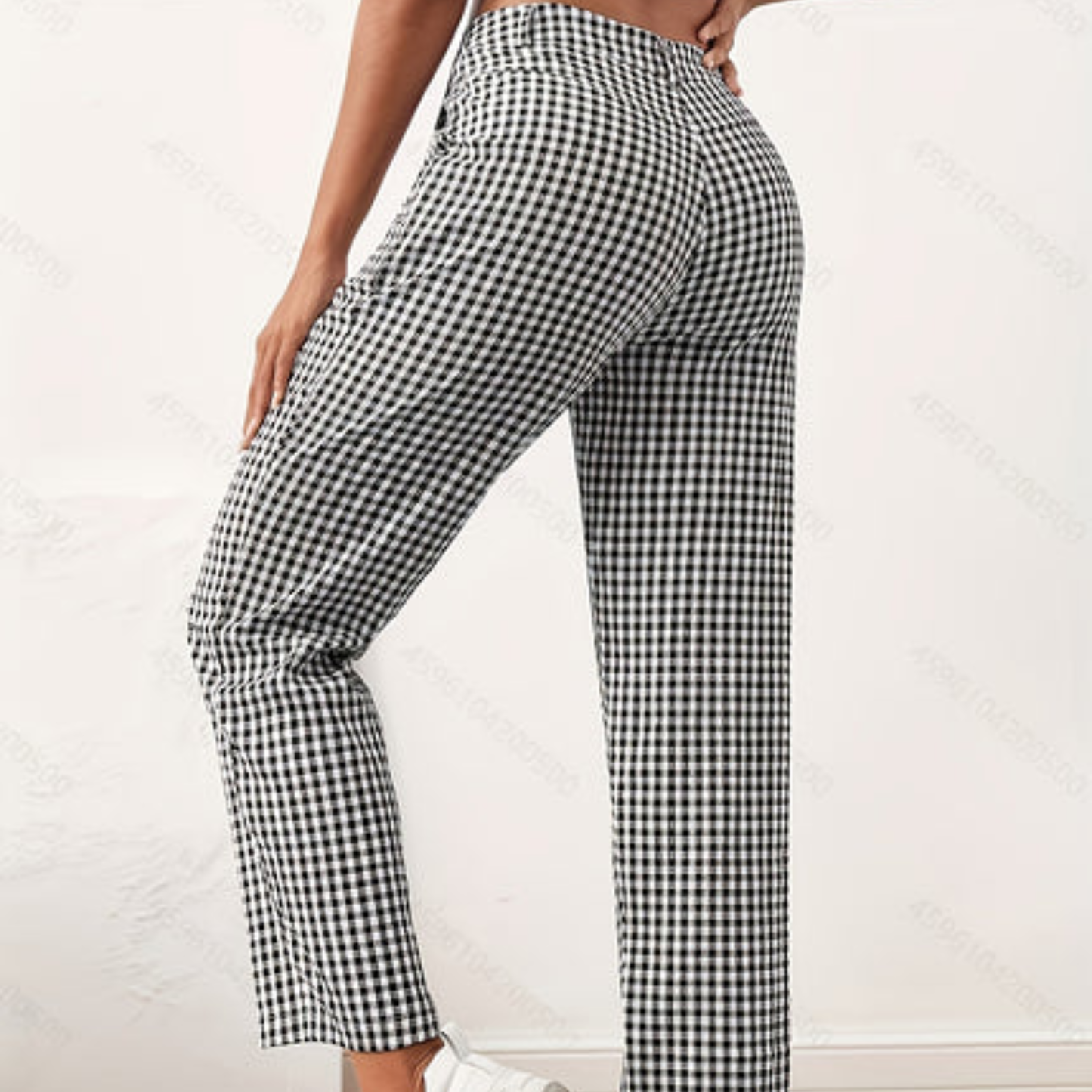 Plaid High Waist Tapered Pants