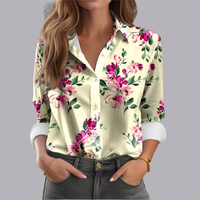 Women Floral Print Blouse Long Sleeve Loose Casual Fit