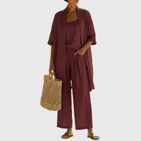Lightweight Linen Cotton Three Piece Set Relaxed Fit