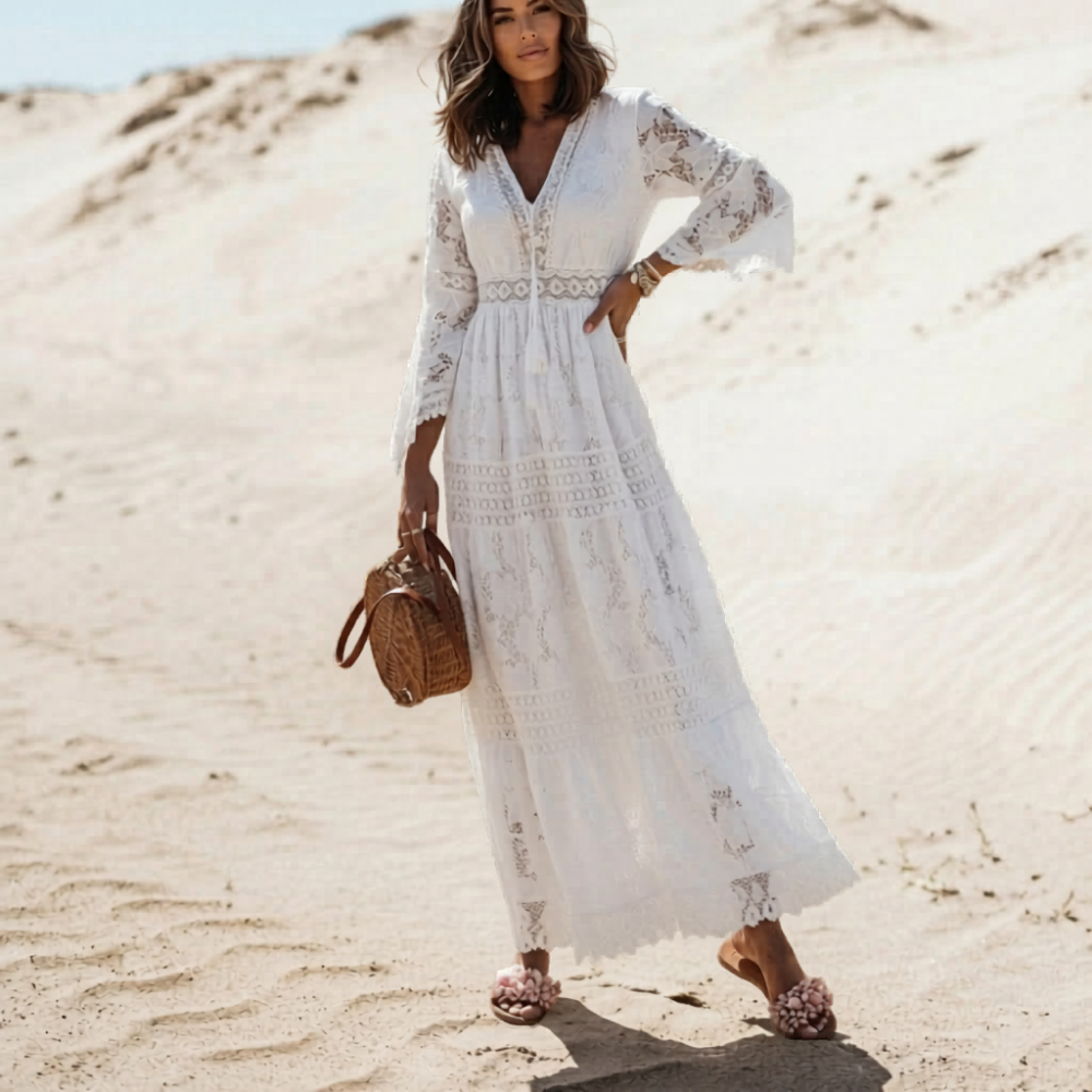 Boho V Neck Maxi Dress