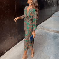 Printed Knot Front Maxi Dress