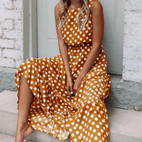 Polka Dot Sleeveless Midi Dress