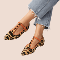 Leopard Print T Strap Flats