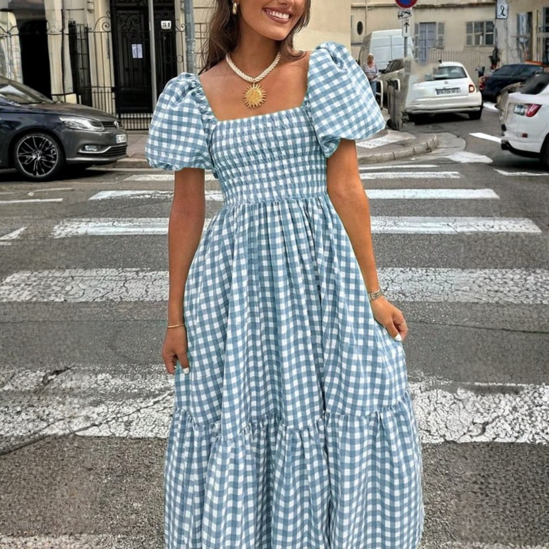 Elegant Plaid Midi Dress