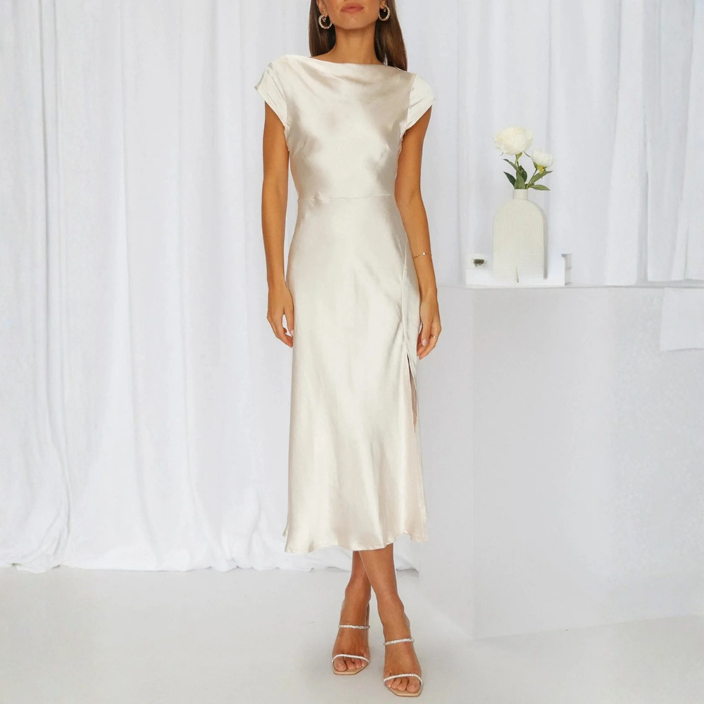 Minimalist Satin Midi Slip Dress