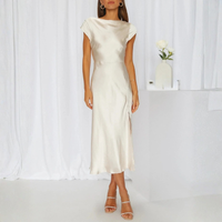 Minimalist Satin Midi Slip Dress