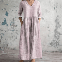 Breathable V Neck Linen Dress
