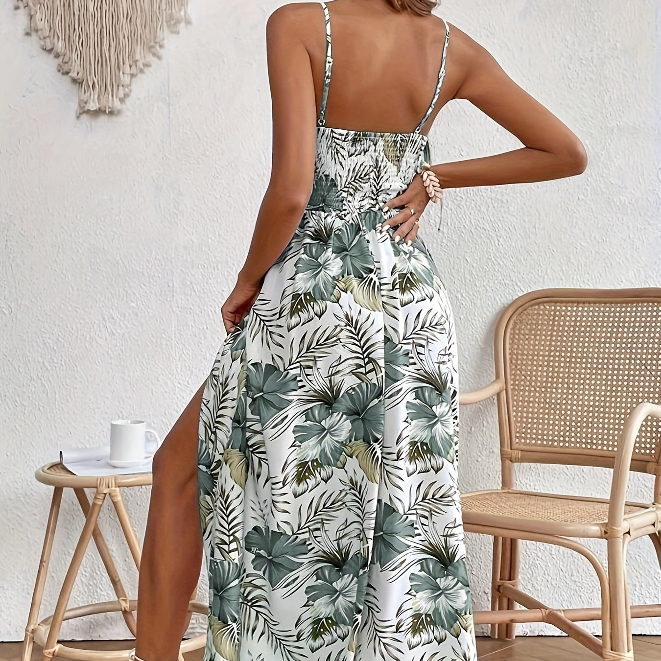 Elegant Floral Split Dress