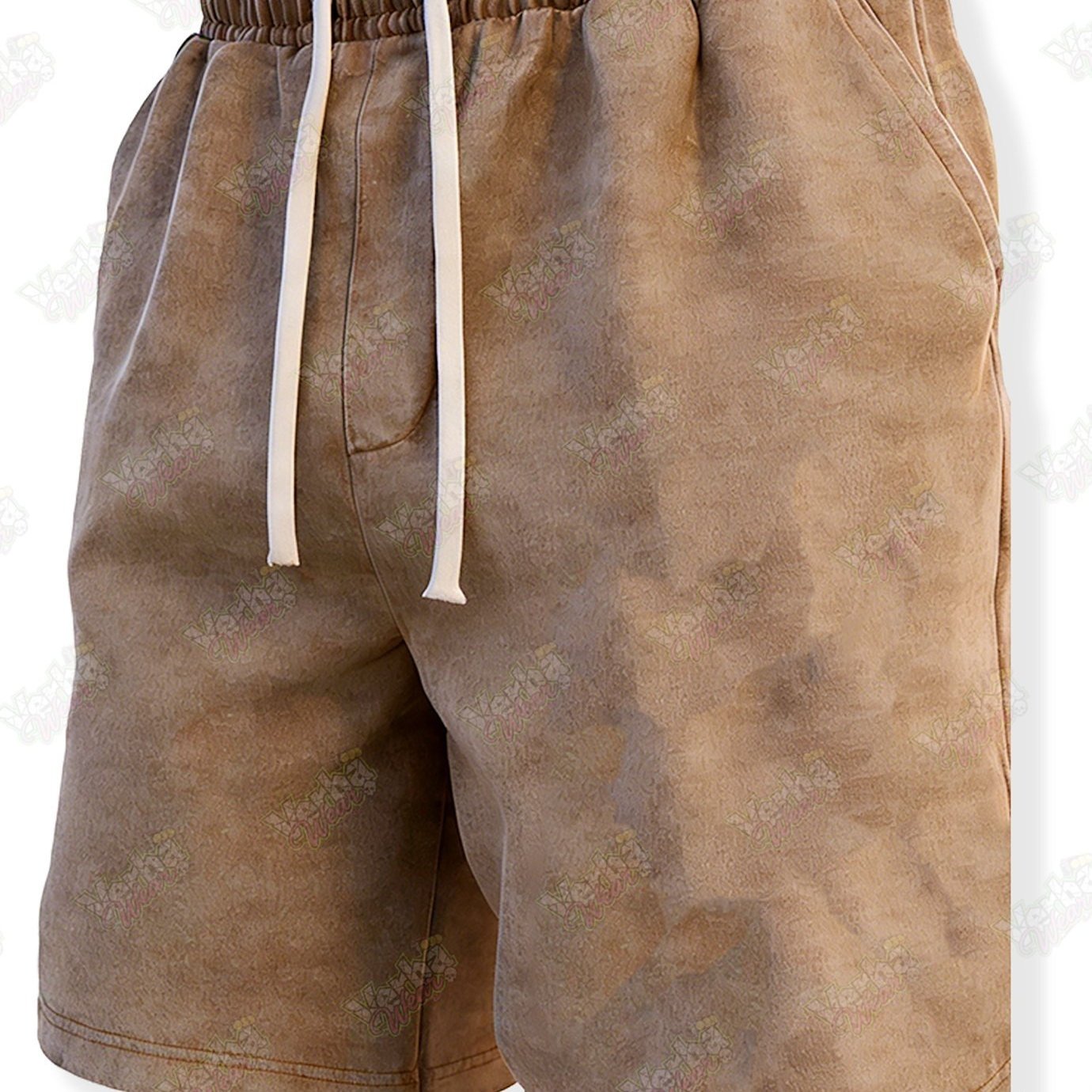 Coffee Brown Cotton Loungewear Shorts Elastic Waist Loose Fit