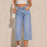 High Waist Denim Capri Jeans