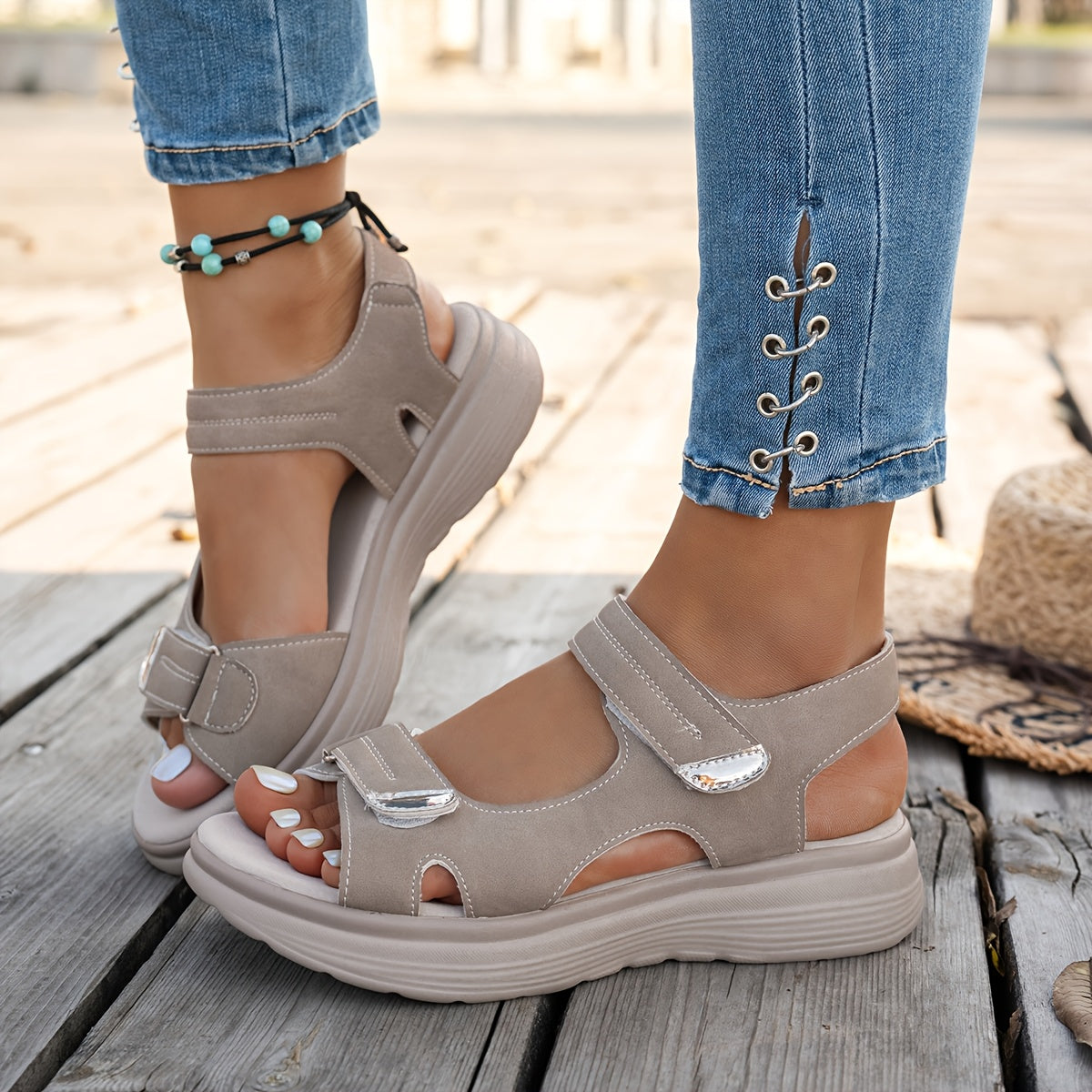 Elegant Microfiber Platform Sandals