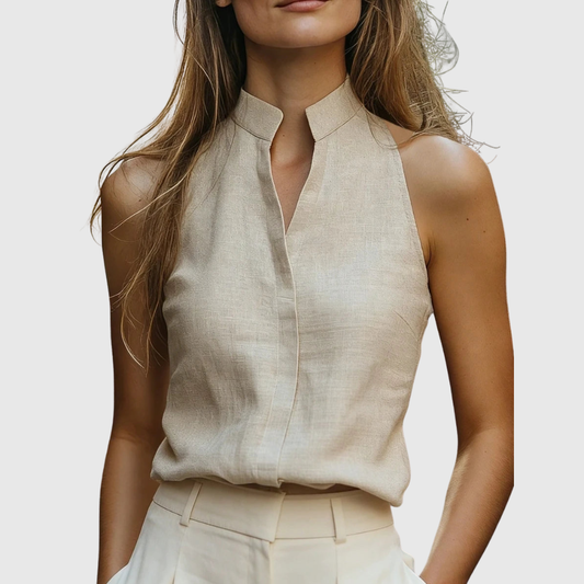 Casual Mock Neck Sleeveless Blouse