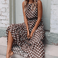 Polka Dot Sleeveless Midi Dress