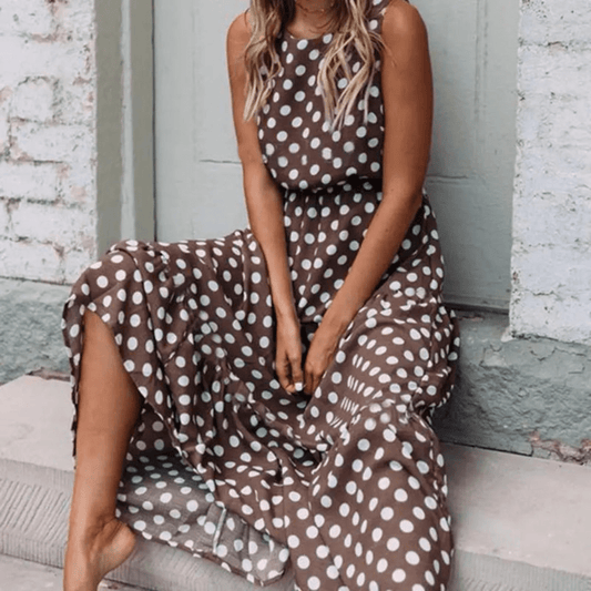 Polka Dot Sleeveless Midi Dress