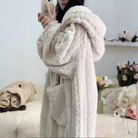 Cozy Hooded Knit Bathrobe With Pockets