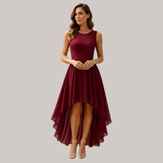 Elegant Lace High Low Dress