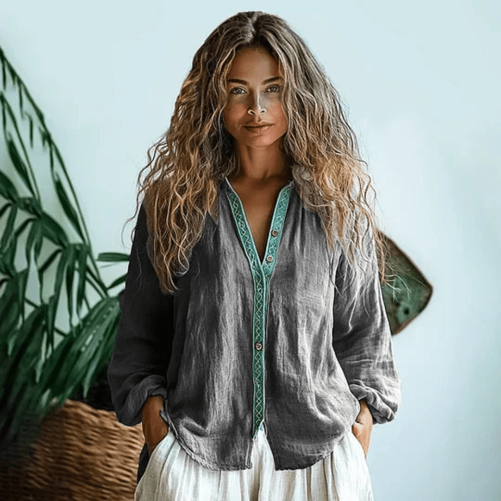 Boho Linen Long Sleeve Shirt