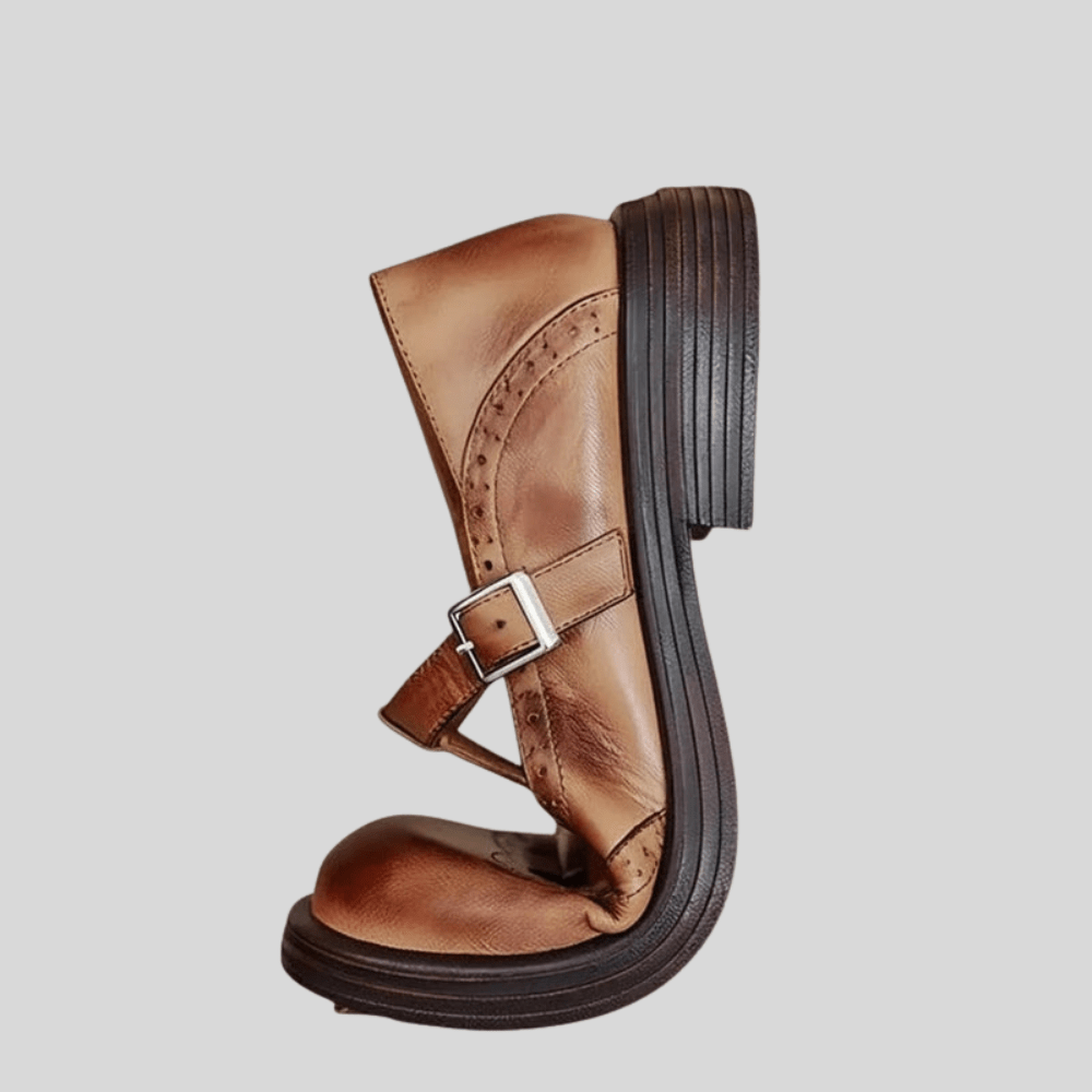 Orthopedic Leather Strap Shoes