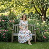 Floral Knee Length Dress With Pockets