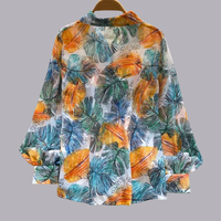 Women Bohemian Floral Chiffon Blouse Long Sleeve Loose Fit