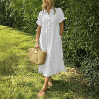 Striped Button Front Midi Dress