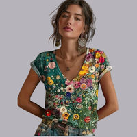 Women Floral T Shirt Short Sleeve Loose Casual Summer Top
