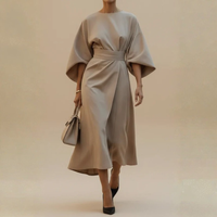 Silk Lantern Sleeve Midi Dress