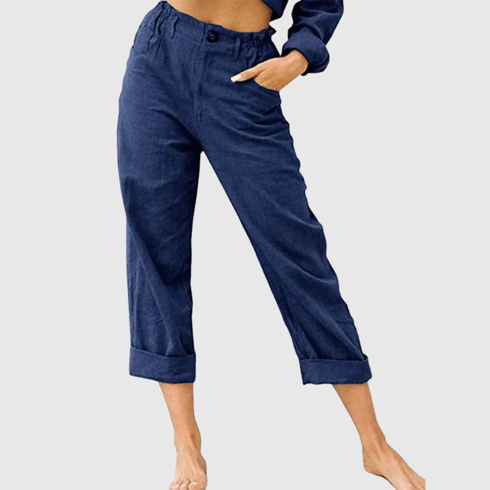 Elastic Waist Cropped Summer Pants