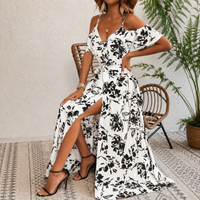 Floral Cold Shoulder Maxi Dress