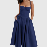 Sleeveless Pleated Midi Dress