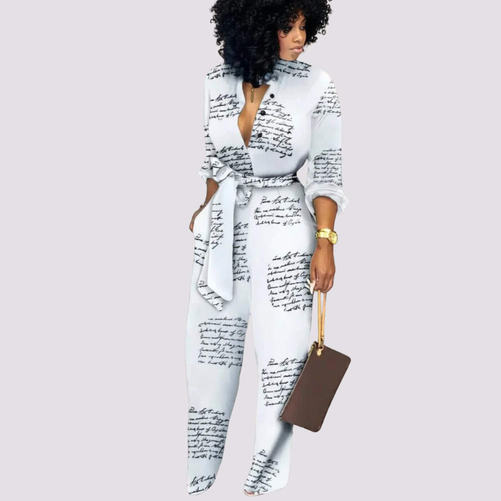 Effortless Cotton Jumpsuit V Neck