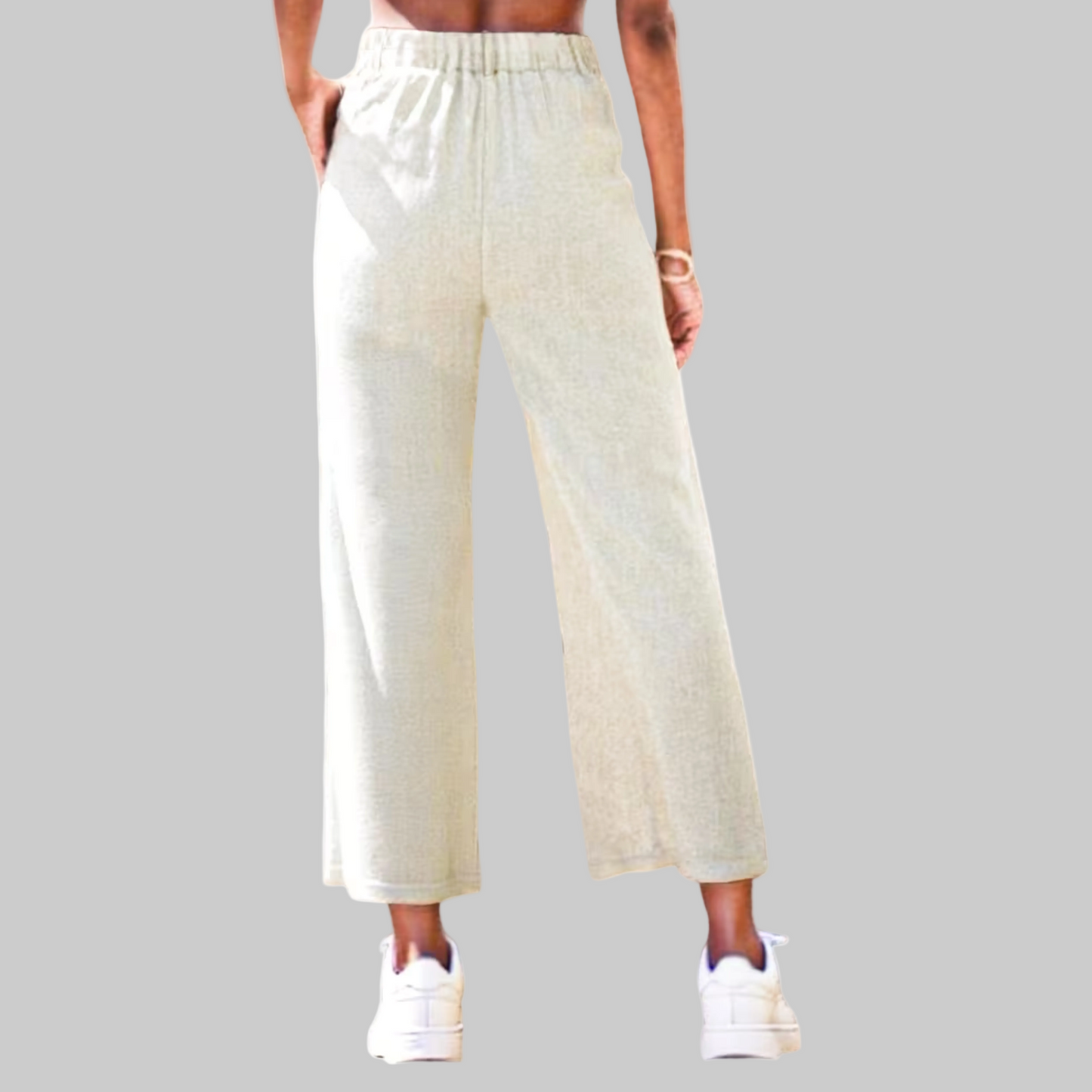Linen Cropped Wide Leg Pants
