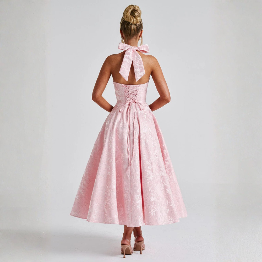 Halter Neck Fit And Flare Midi Dress