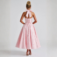 Halter Neck Fit And Flare Midi Dress