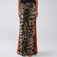 Leopard Print Side Stripe Wide Leg Pants