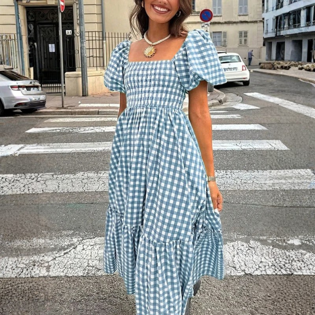Elegant Plaid Midi Dress