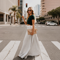 Pleated High Waist Maxi Skirt