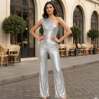 Sequined One Shoulder Jumpsuit