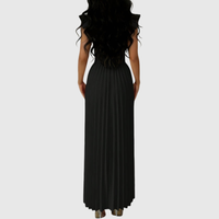 Elegant V Neck Pleated Midi Dress