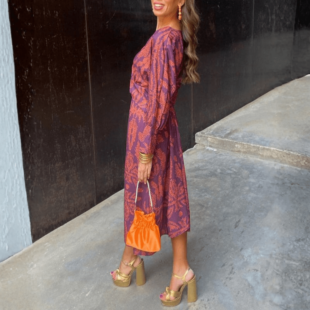 Printed Knot Front Maxi Dress