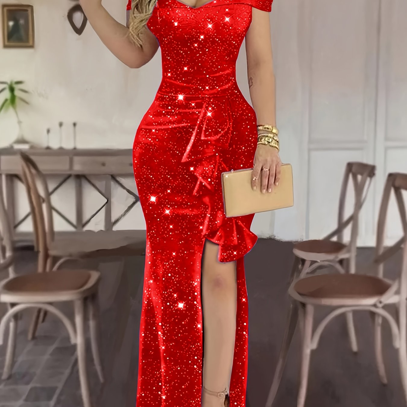 Elegant Shimmer Vneck Top
