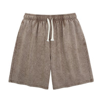 Coffee Brown Cotton Loungewear Shorts Elastic Waist Loose Fit