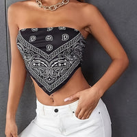 Asymmetrical Paisley Print Bandeau Top