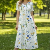 Floral Knee Length Dress With Pockets