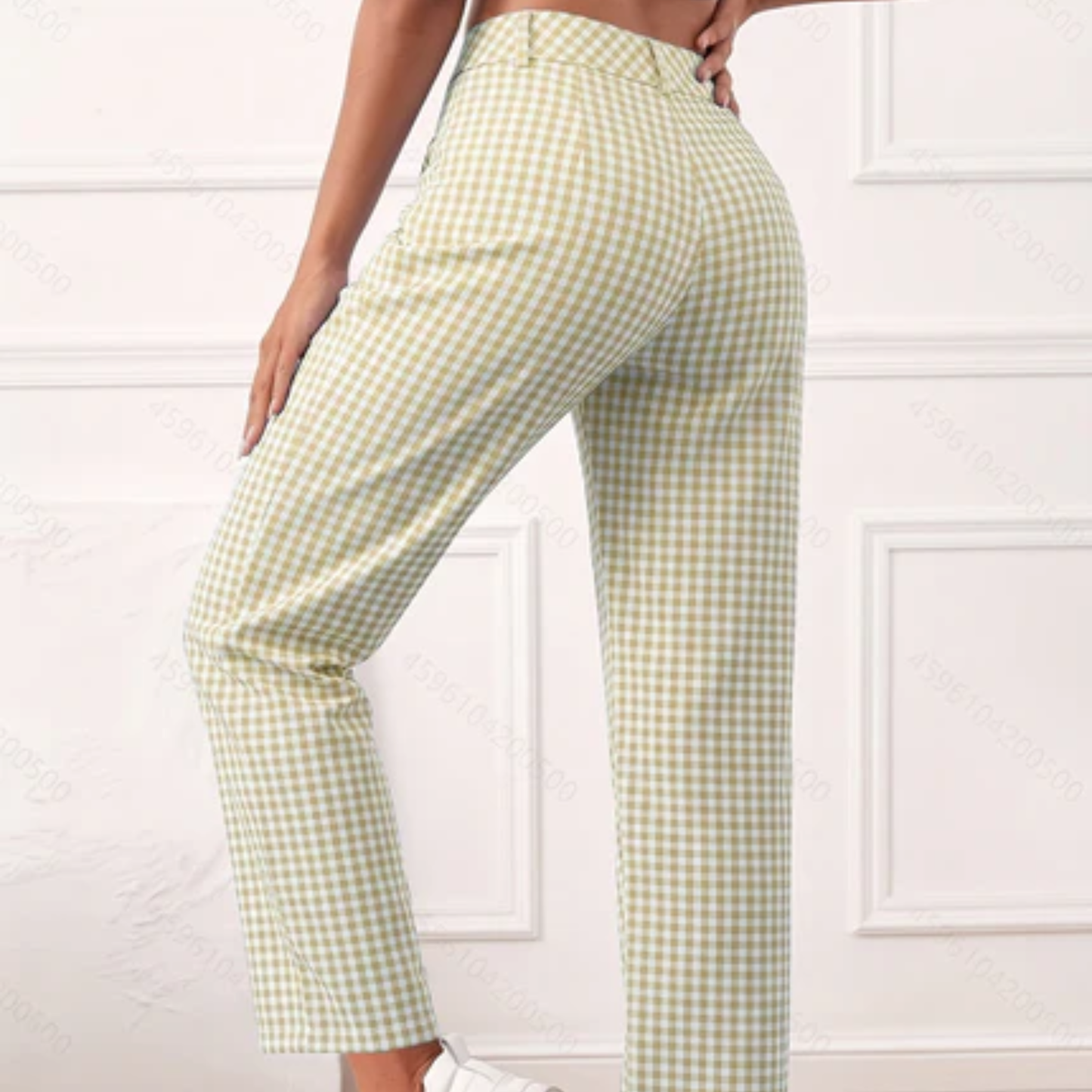 Plaid High Waist Tapered Pants