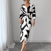 Abstract Twist Waist Midi Dress